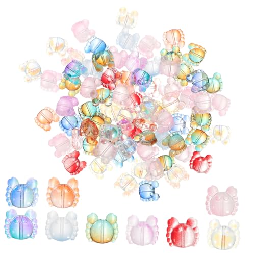 SEWACC 100 Stück Glasperlen Krabbenform Bunte DIY Schmuck Bastelperlen für Armbänder Ohrringe Anhänger Kreative Spacer Perlen für Handgefertigten Schmuck von SEWACC