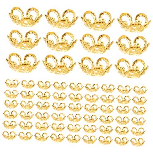 SEWACC 100 Stück Goldene Metall Perlenkappen Blumenform Spacer Bead Caps für Schmuckherstellung DIY Armbänder Halsketten Zubehör von SEWACC