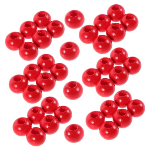 SEWACC 100 Stück Große Loch Holzperlen Rot für Diy Bastelprojekte Makramee Schmuckherstellung und Weihnachtsbaumdekoration Vielseitige Perlen für Kreative Ideen von SEWACC