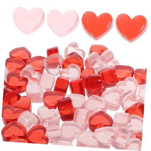 SEWACC 100 Stück Herzförmige Deko Steine Rot Bastelperlen für Vasenfüllung Hochzeit Wohnraumdekoration Langlebige Glänzende Herz für DIY Schmuck und Handwerk von SEWACC