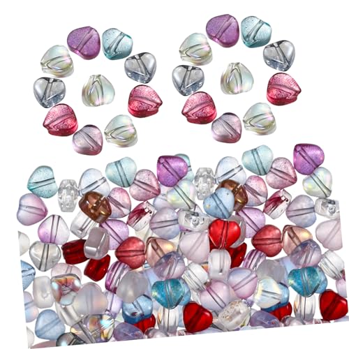 SEWACC 100 Stück Herzförmige Glasperlen Bunte DIY Schmuckperlen Für Armband Halskette Basteln Zubehör Robust und Glatt Oberfläche Geschenkidee SEWACC 100 Stück Herzförmige Glasperlen Bunte DIY Schmuckperlen Für Armband Halskette Basteln Zubehör Robust und Glatt Oberfläche Geschenkidee von SEWACC