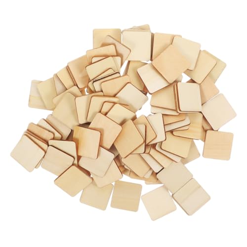 SEWACC 100 Stück Holz Quadratische Bastelscheiben Ungeschliffene Holzplatten für Sicher und Einfach zu Bemalen DIY Holzstückchen für Kreative Projekte und Kunstwerke von SEWACC