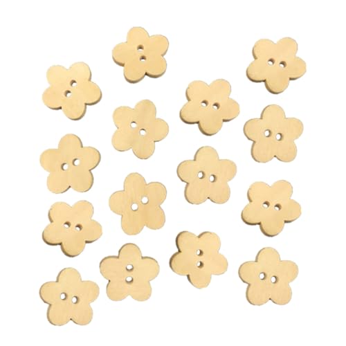 SEWACC 100 Stück Holzknöpfe Blumenform Naturholz Knöpfe für Nähen Basteln DIY Handarbeit Kleidung Schuhe Zubehör Pack von SEWACC