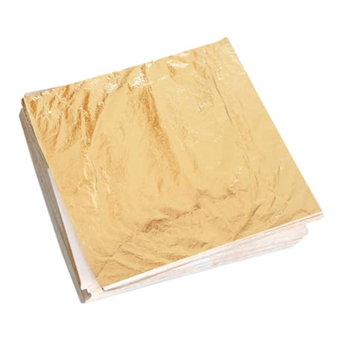 SEWACC 100 Stück Imitations Goldfolie Bastelpapier Leichtes Metallfolie Dekor für Möbel Kunsthandwerk Bilderrahmen Verzierung Kunststoff Keramik Holz von SEWACC
