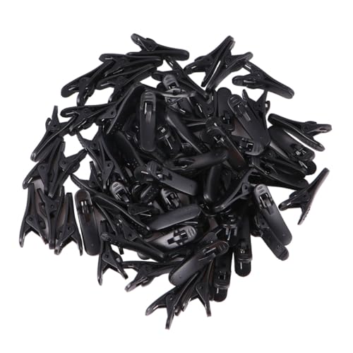 SEWACC 100 Stück Kopfhörer Kabelclip Alligator Klemme Schwarz Praktischer Headset Kabelhalter aus Robustem Kunststoff Geeignet für Handy und Modischer Kabelorganizer für Kleidung von SEWACC