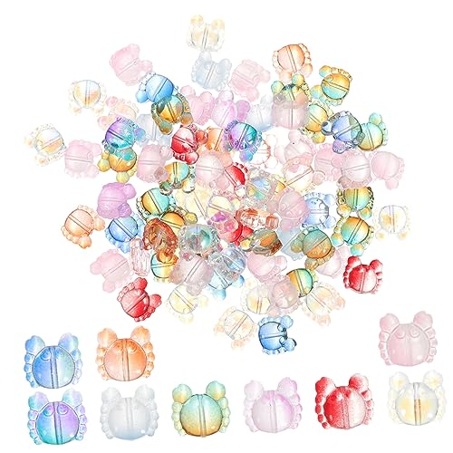 SEWACC 100 Stück Kreative Glasperlen Krebsform Bunte Spacer Perlen für DIY Armbänder und Schmuckherstellung für Handarbeiten und Bastelprojekte von SEWACC