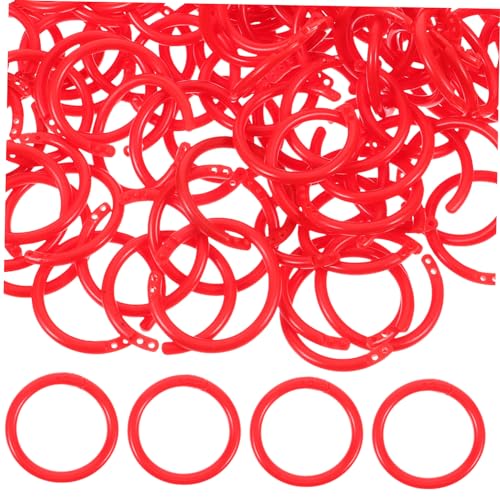 SEWACC 100 Stück Kunststoff Binder Ringe Flexible Lose Buchringe für DIY Foto und Rezeptbindung Innendurchmesser Rot für Kalender und Karteikarten von SEWACC