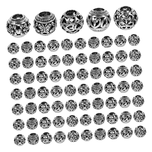 SEWACC 100 Stück Metall Spacer Perlen Großes Loch Hohle Runde Perlen Für Diy Armband Halskette Schmuckherstellung Kreative Metallzwischenperlen Groß Für Schmuckdesign von SEWACC