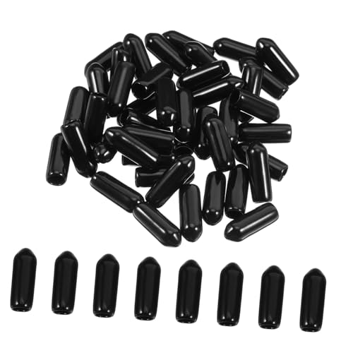 SEWACC 100 Stück PVC Gewindeschutzkappen Schwarz Flexible Schraubenschutz Endkappen für Drahtabdeckungen Bolted Cover Kabel und Gewindeschutz für Elektroinstallationen von SEWACC