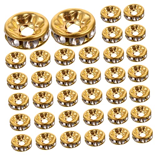 SEWACC 100 Stück Rondelle Spacer Perlen mit Strass für DIY Schmuckherstellung Goldene und Weiße Rhinestone Beads für Armbänder und Vielseitige Bastelperlen SEWACC 100 Stück Rondelle Spacer Perlen mit Strass für DIY Schmuckherstellung Goldene und Weiße Rhinestone Beads für Armbänder und Vielseitige Bastelperlen von SEWACC