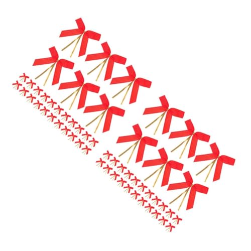 SEWACC 100 Stück Rote Ribband Schleifen Kleine Bowknot Geschenkband Doppelseitiges Geripptes Bastelband für Geschenkverpackung Dekoration DIY Handwerk und Kleidung von SEWACC