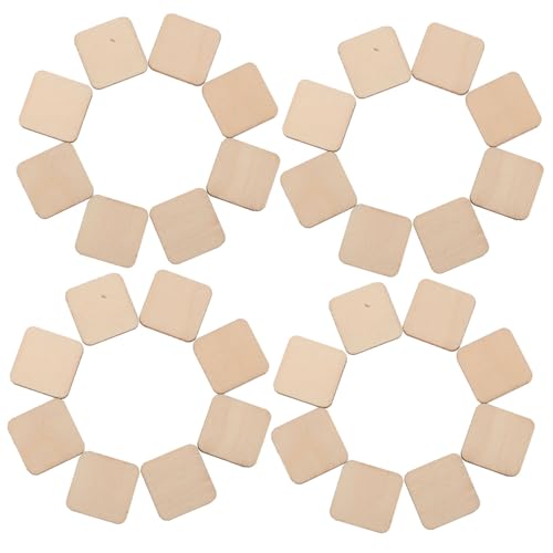 SEWACC 100 Stück Runde Blanke Holzplättchen Bastelholz aus Pappelholz DIY Holzquadrate zum Bemalen Bohren und Dekorieren für Erwachsene für Scrapbooking und Heimdekoration von SEWACC