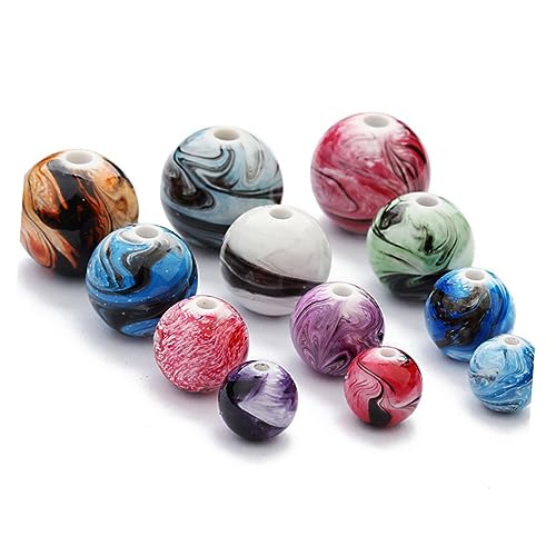 SEWACC 100 Stück Runde DIY Resinperlen Bunte Wasserfarben Mischung Schmuckperlen für Halsketten Bastelperlen Zubehör für Schmuckherstellung SEWACC 100 Stück Runde DIY Resinperlen Bunte Wasserfarben Mischung Schmuckperlen für Halsketten Bastelperlen Zubehör für Schmuckherstellung von SEWACC