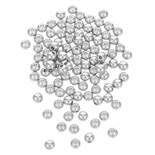 SEWACC 100 Stück Runde Spacer Perlen Loch Nahtlose Lose Perlen Glatte Metall Charms für Diy Schmuckherstellung Armband Halskette Basteln von SEWACC