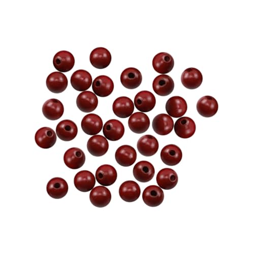 SEWACC 100 Stück Runde Tiefrote Naturholzperlen mit Glatter Oberfläche zum Auffädeln DIY Schmuck Bastelperlen für Armbänder Halsketten und Schmuckherstellung von SEWACC