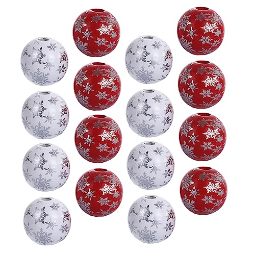 SEWACC 100 Stück Schmuck Holzperlen In Form Von Weihnachtsarmband Perlen Dekorationen Feiertagsperlen Weihnachtsbastelperlen Ornament Runde Weihnachtsbaumperlen von SEWACC