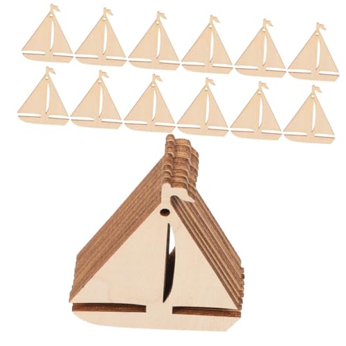 SEWACC 100 Stück Segelboot Holz Ausschnitte Unvollendete Holzscheiben für DIY Bastelprojekte Kreative Holzdekorationen für Erwachsene zum Bemalen und Gestalten von SEWACC