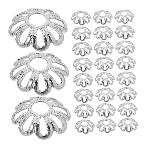 SEWACC 100 Stück Teiliges Blüten Perlenkappen aus Edelstahl Langlebige Schmuckzubehör für DIY Armbänder Halsketten Ohrringe Vielseitige Perlen Endkappen für Kreative Schmuckherstellung von SEWACC