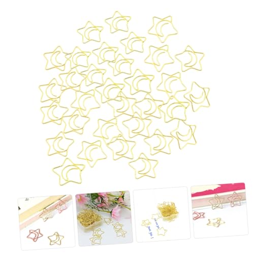 SEWACC 100 Stück Teiliges Kleine Goldene Metallklammern in Stern und Mondform Stabile Büroklammern aus Metall für Papier Memo Fotos und Bastelarbeiten im Büro und Schule SEWACC 100 Stück Teiliges Kleine Goldene Metallklammern in Stern und Mondform Stabile Büroklammern aus Metall für Papier Memo Fotos und Bastelarbeiten im Büro und Schule von SEWACC