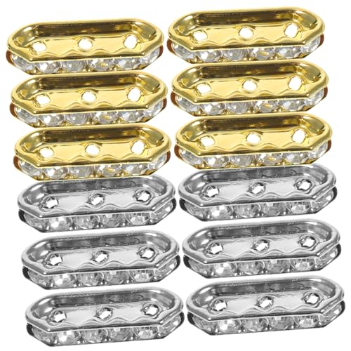SEWACC 100 Stück Teiliges Metall Spacer Perlen Dreiloch Schmuck Zubehör für DIY Mehrstrang Armbänder Langlebige Dekorative Metallperlen in Gold und Silber für Perlen Armbänder von SEWACC