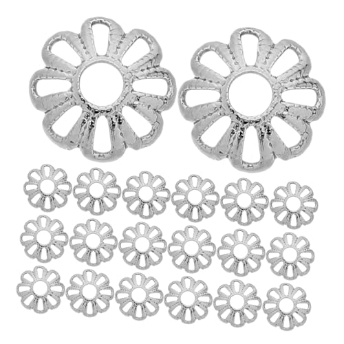 SEWACC 100 Stück Teiliges Silber Schmuckzubehör Filigrane Blumen Perlenkappen aus Edelstahl für DIY Schmuckherstellung Armbänder Halsketten Bastelbedarf Langlebig Elegant von SEWACC