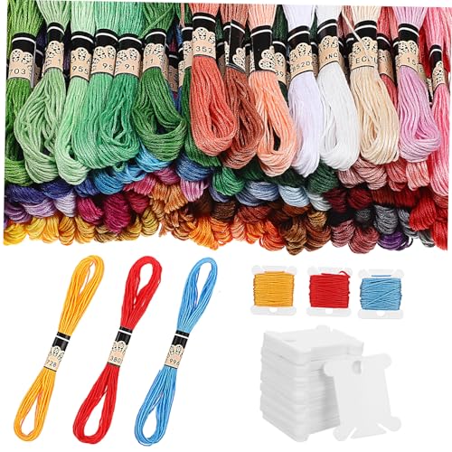 SEWACC 100 Stück Teiliges Stickgarn aus Baumwolle mit Weißen Garnkarten zum Ordnen Weiches Stickgarn für Kreuzstich und Handarbeiten Praktischen Stickfaden Bobbins für Einfache SEWACC 100 Stück Teiliges Stickgarn aus Baumwolle mit Weißen Garnkarten zum Ordnen Weiches Stickgarn für Kreuzstich und Handarbeiten Praktischen Stickfaden Bobbins für Einfache von SEWACC