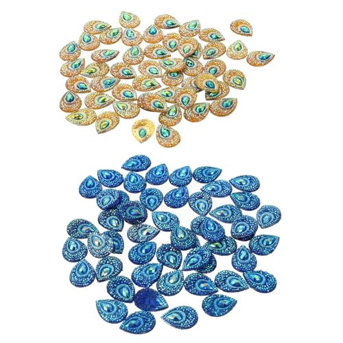 SEWACC 100 Stück Teiliges Wassertropfenförmige Resin Flatback Strasssteine zum Aufnähen für DIY Kleider Applikationen Hochzeitskleid Schmuck Basteln Gelb und Blau von SEWACC