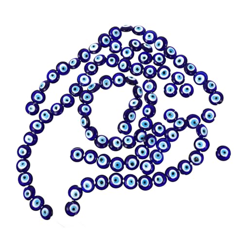 SEWACC 100 Stück Türkische Glasperlen Evil Eye Anhänger Blau Doppelseitig Flach Rund Schmuck Zubehör zum Auffädeln für Armbänder Halsketten DIY Handarbeit von SEWACC