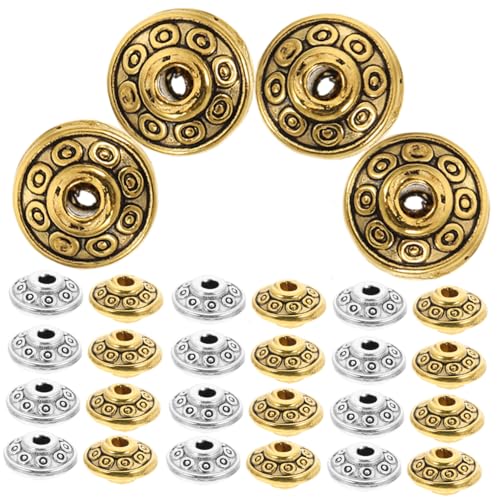 SEWACC 100 Stück Vintage Abstandsperlen aus Legierung Flache Ufo Form Spacer Beads für DIY Schmuckherstellung Armband Charms Langlebige Leichte Metallperlen in Antik Silber und Gold SEWACC 100 Stück Vintage Abstandsperlen aus Legierung Flache Ufo Form Spacer Beads für DIY Schmuckherstellung Armband Charms Langlebige Leichte Metallperlen in Antik Silber und Gold von SEWACC