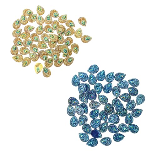 SEWACC 100 Stück Wasserfallförmige Strasssteine Flachrückseitige DIY Harz Patches Gelb Blau für Schmuck und Handwerk von SEWACC