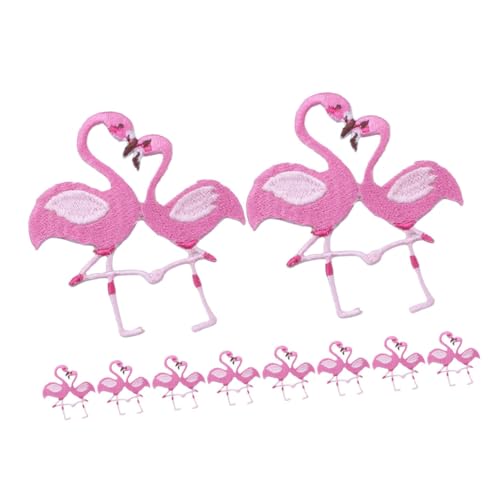 SEWACC 10Stücke Flamingo Aufnäher zum Aufbügeln Bunte Stickapplikationen für Kleidung Hüte Taschen Langlebig und Leicht Anzubringen zur Dekoration und Reparatur von SEWACC