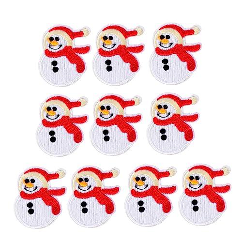 SEWACC 10Stücke Schneemann Weihnachtsaufnäher Gestickte Patches für Aufbügeln Kreative Dekoration für Kleidung und Weihnachtsfeiern Lebendige Designs für Festliche Anlässe von SEWACC