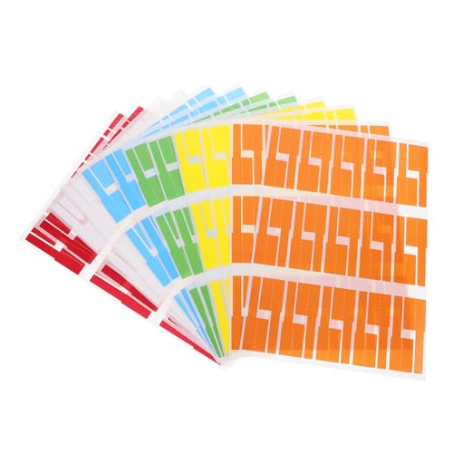 SEWACC 12 Blatt P Förmige Kabeletiketten Reißfest und Selbstklebend für Kabelorganisation Industrieanwendungen Farblich Kodiert Weiß Rot Hellblau Gelb Grasgrün Orange Etiketten pro von SEWACC