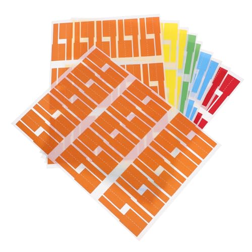 SEWACC 12 Blatt P Förmige Kabeletiketten Selbstklebende Beschriftungen für Kabel Farbige Kabelmarkierungen Weiß Rot Hellblau Gelb Grasgrün und Orange Je zur Organisation von und von SEWACC