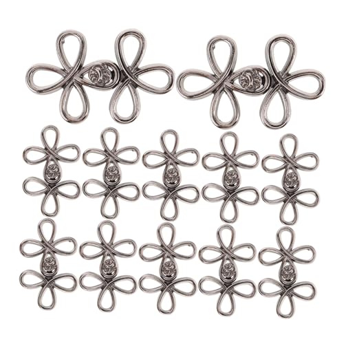 SEWACC 12 Paare Retro Metal Cheongsam Buttons Schwarz Traditionelle Kleidung Knopfverschluss für Damen Vintage Metallknöpfe als Praktische und Dekorative Schnallen für Mäntel Capes von SEWACC