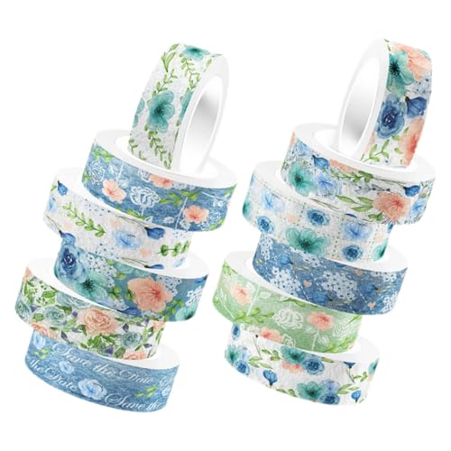 SEWACC 12 Rollen Aquarell Blau Rosen Washi Tape Dekoratives Klebeband für Scrapbooking Tagebuch Geschenkverpackung Leicht Tragbar Teiliges DIY Bastelband für Kreative Handarbeit SEWACC 12 Rollen Aquarell Blau Rosen Washi Tape Dekoratives Klebeband für Scrapbooking Tagebuch Geschenkverpackung Leicht Tragbar Teiliges DIY Bastelband für Kreative Handarbeit von SEWACC