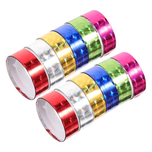 SEWACC 12 Rollen Buntes Scrapbook Klebeband mit Holografischem Design Reißfestes DIY Dekorationsband für Journaling Tagebücher und Bastelprojekte Einfach Abreißbar und Stark Haftend von SEWACC