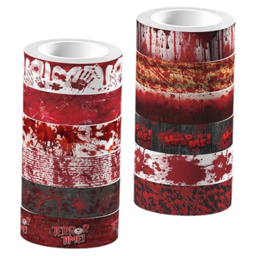 SEWACC 12 Rollen Halloween Blutendes Klebeband Diy Washi Tape für Scrapbooking Handarbeiten Dekoratives Klebeband für Gruselige Projekte und Bastelarbeiten SEWACC 12 Rollen Halloween Blutendes Klebeband Diy Washi Tape für Scrapbooking Handarbeiten Dekoratives Klebeband für Gruselige Projekte und Bastelarbeiten von SEWACC