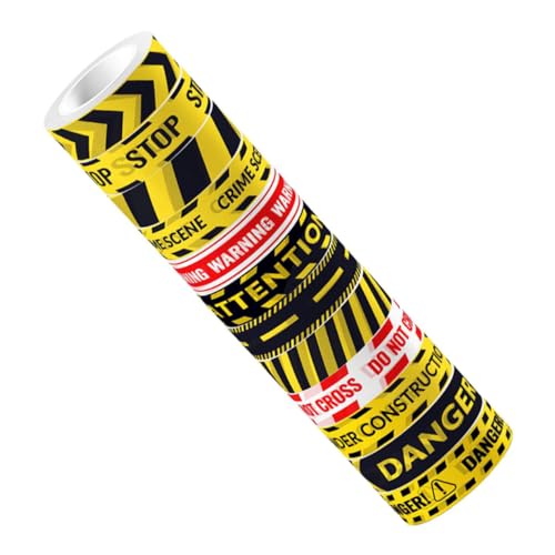 SEWACC 12 Rollen Teiliges DIY Washi Tape Set mit Selbstklebendem Transparentem Warnband Vielseitig für Scrapbooking Handbücher Fotoalben Bau und Partydekoration Praktische von SEWACC