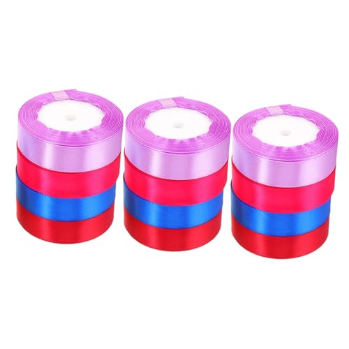 SEWACC 12 Rollen Teiliges Farbiger Polyester Geschenkband Breit Vielseitig Verwendbare Dekobänder für Blumen Geschenkverpackung und Bastelarbeiten Strapazierfähig und Leicht zu Schneiden von SEWACC