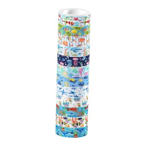 SEWACC 12 Rollen Teiliges Meerestiere Washi Tape Set Stark Haftendes Transparentes Bastelband für Scrapbooking Planer DIY Kunsthandwerk Vielseitig für Erwachsene Ozeanisches Dekor SEWACC 12 Rollen Teiliges Meerestiere Washi Tape Set Stark Haftendes Transparentes Bastelband für Scrapbooking Planer DIY Kunsthandwerk Vielseitig für Erwachsene Ozeanisches Dekor von SEWACC