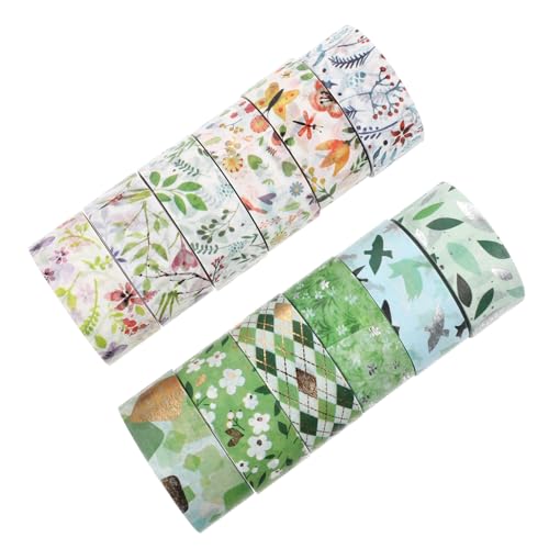 SEWACC 12 Rollen Washi Tape Dekoratives Klebeband mit Bunten Frühlingsmustern pro Rolle für Scrapbooking Journaling und DIY Projekte Langlebig und Einfach zu Verwenden von SEWACC