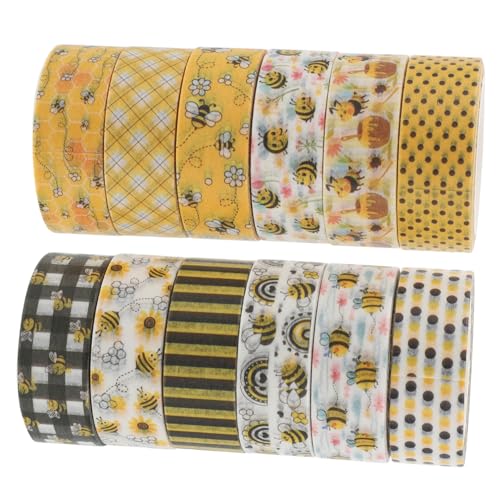 SEWACC 12 Rollen Washi Tape Set Bienen Klebeband Dekoratives DIY Tape für Scrapbooking Geschenkverpackung und Bastelprojekte Vielseitig Einsetzbar Haftet kein Kleberückstand von SEWACC
