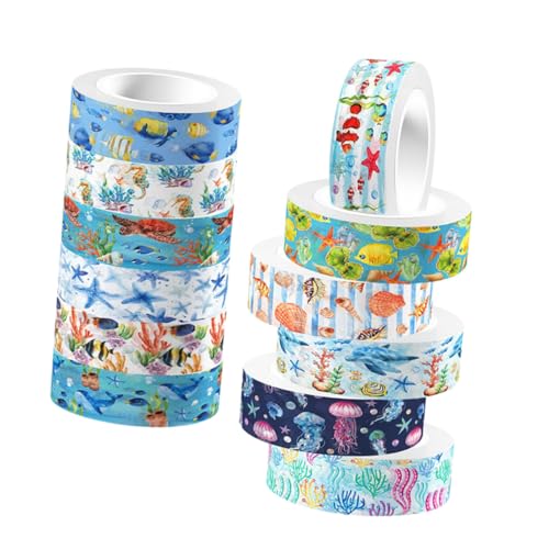 SEWACC 12 Rollen Washi Tape Set Meerestiere Transparentes Stark Haftendes DIY Klebeband für Basteln Scrapbooking Planer Dekoration mit Seestern und Hummer Design SEWACC 12 Rollen Washi Tape Set Meerestiere Transparentes Stark Haftendes DIY Klebeband für Basteln Scrapbooking Planer Dekoration mit Seestern und Hummer Design von SEWACC