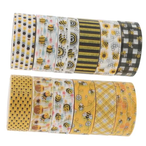 SEWACC 12 Rollen Washi Tape Set mit Bienendesign Dekoratives Masking Tape für DIY Scrapbooking Planer und Langlebig und Vielseitig Einsetzbar für Kreative Projekte von SEWACC