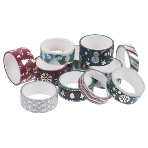 SEWACC 12 Rollen Washi Tape Weihnachts Themen Klebeband für Diy Dekoration Selbstklebendes Masking Tape für Geschenkverpackung und Scrapbooking von SEWACC