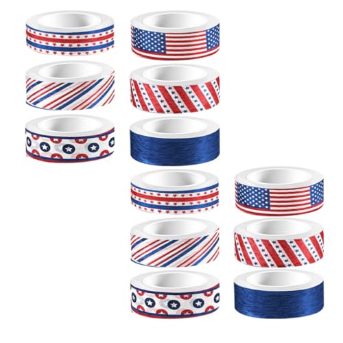 SEWACC 12 Rollen Washi-Tape Zum 4. Juli Patriotische Sterne Streifen Washi-Klebeband Rot Blau Dekorative Papieraufkleber Für Die Geschenkverpackung Zum Unabhängigkeitstag SEWACC 12 Rollen Washi-Tape Zum 4. Juli Patriotische Sterne Streifen Washi-Klebeband Rot Blau Dekorative Papieraufkleber Für Die Geschenkverpackung Zum Unabhängigkeitstag von SEWACC