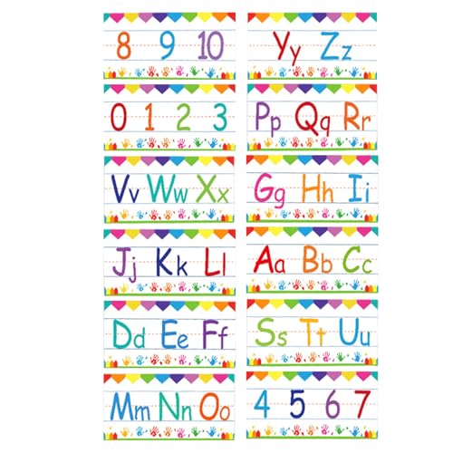SEWACC 12 Stück Alphabet Lernkarten Alphabet Karteikarten Für Vorschulkinder Abc Karten Vorschul Wanddekorationen An Der Wand Wandstreifen von SEWACC