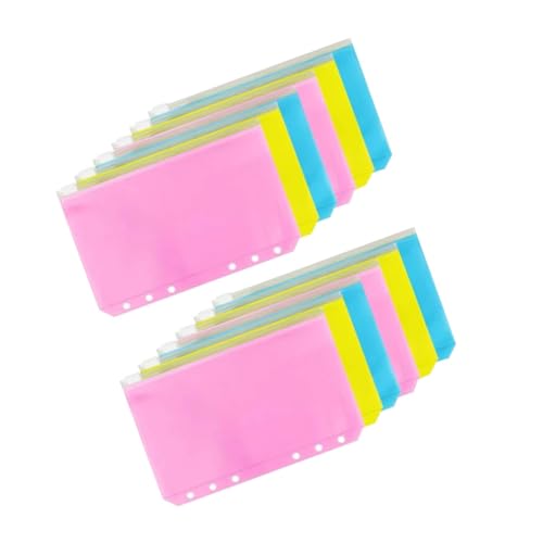 SEWACC 12 Stück Farbige PVC Reißverschlussbeutel für Ring Notizbücher und Leicht zu Reinigen mit Durchsichtiger Tasche für Dokumente Optimal für Schüler und Bürobedarf von SEWACC