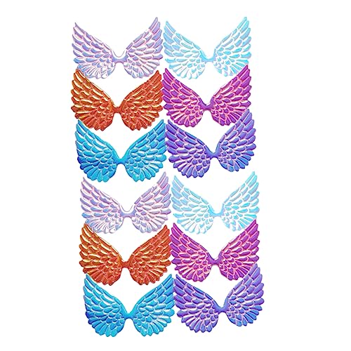 SEWACC 12 Stück Iridescente Engelsflügel Patches für DIY Haarschmuck Kreative Bastelmaterialien für Geburtstagsfeiern und Besondere Anlässe Weiß Gold Lila von SEWACC